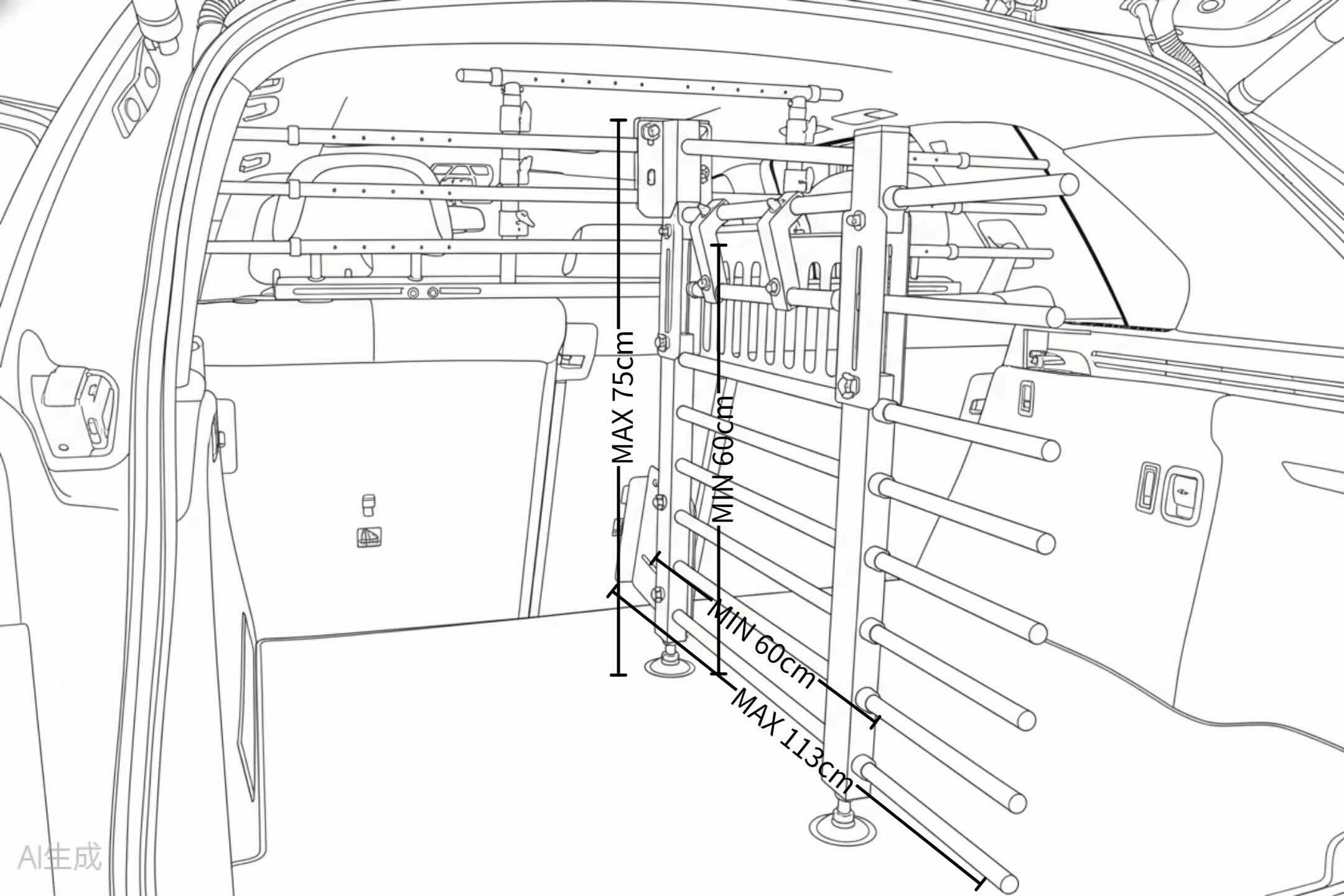 Universal Kit – lastgaller + avdelare för Tesla Model Y
